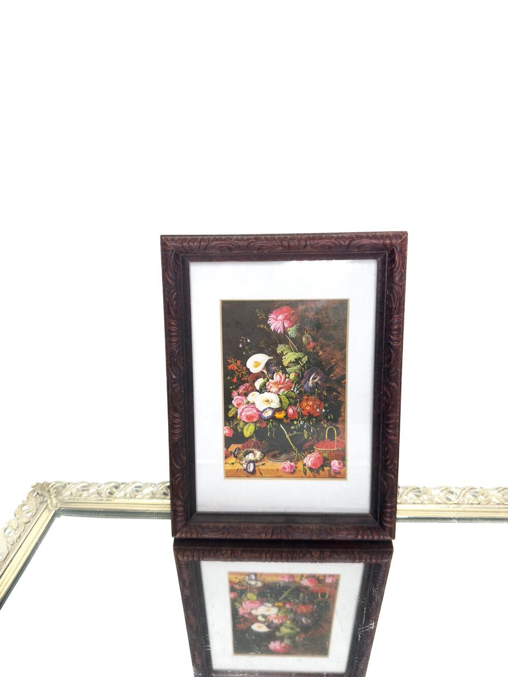 Small Vintage Framed Floral Still life Print